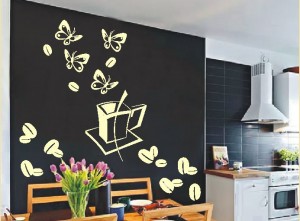 naklejka na ścianę kawa i motyle