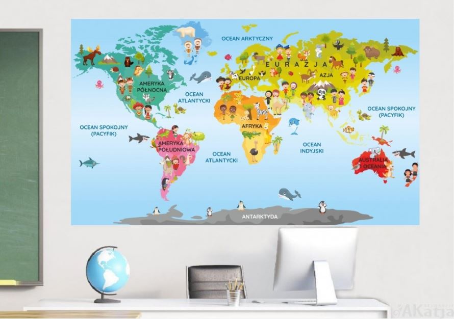 naklejka mapa świata dla dzieci