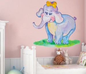 malowany słonik na ścianie