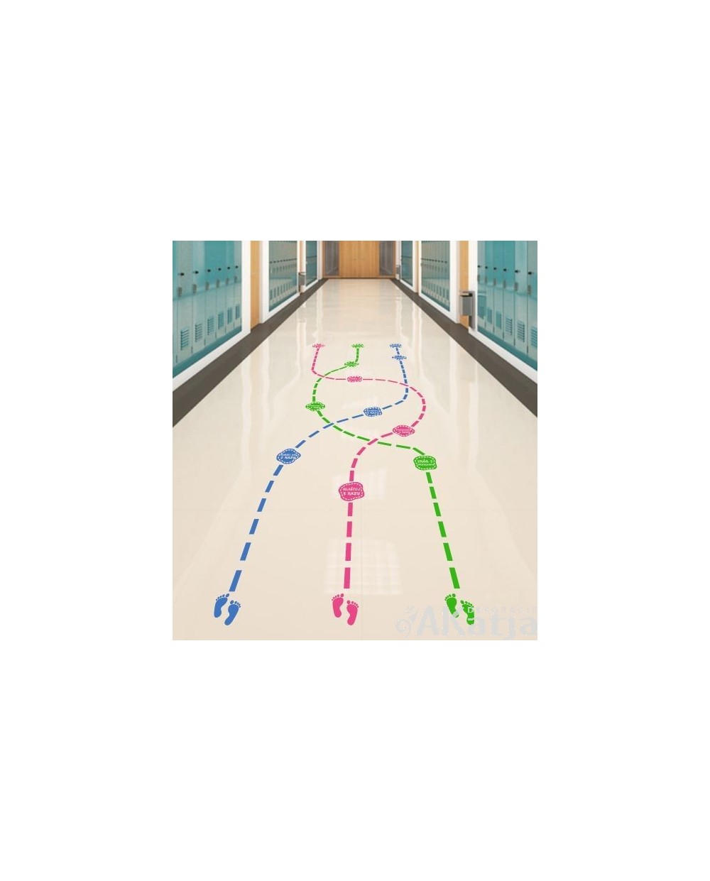 potrojny-tor-zestaw-naklejek-na-podloge ścieżka aktywizująca