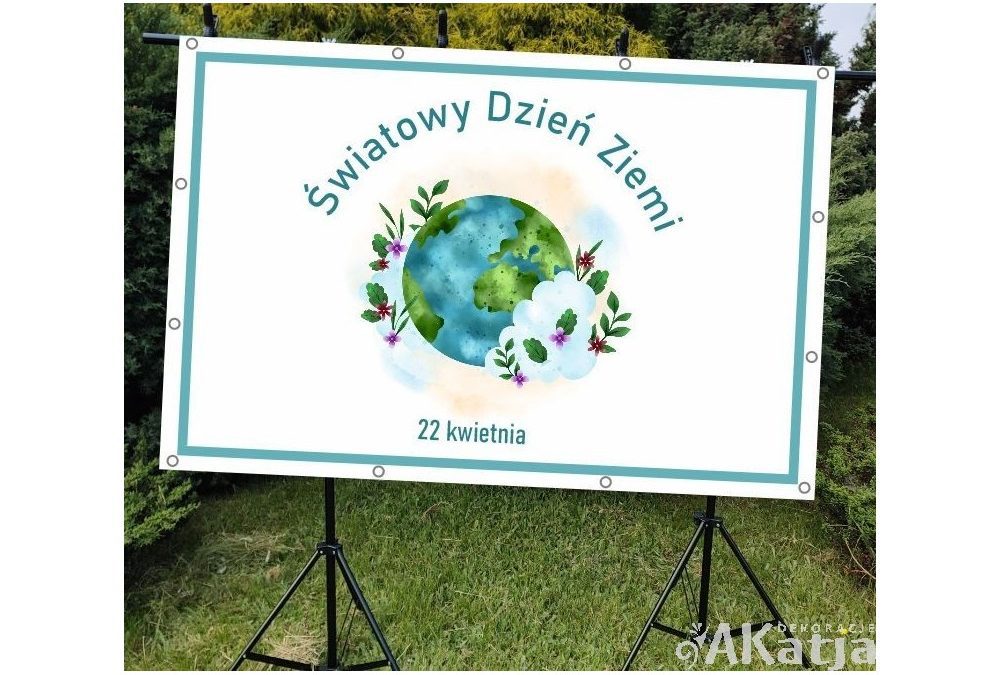 Estetyczny napis „Dzień Ziemi” – dekoracje dla szkół i przedszkoli