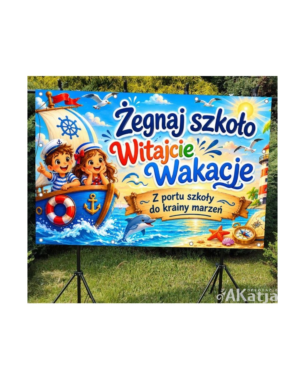 zegnaj-szkolo-witajcie-wakacje-baner-do-szkoly-i-przedszkola wakacje dekoracje